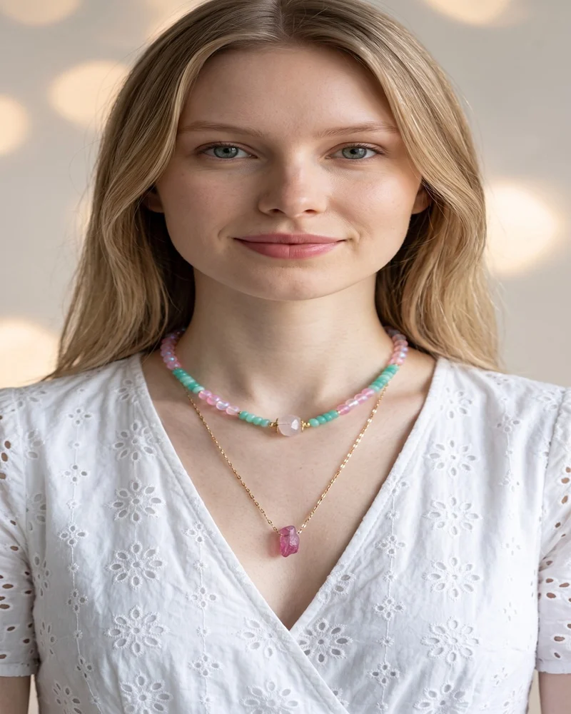 Kuvars Kolye Set