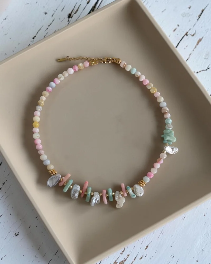 pastel sedef kolye